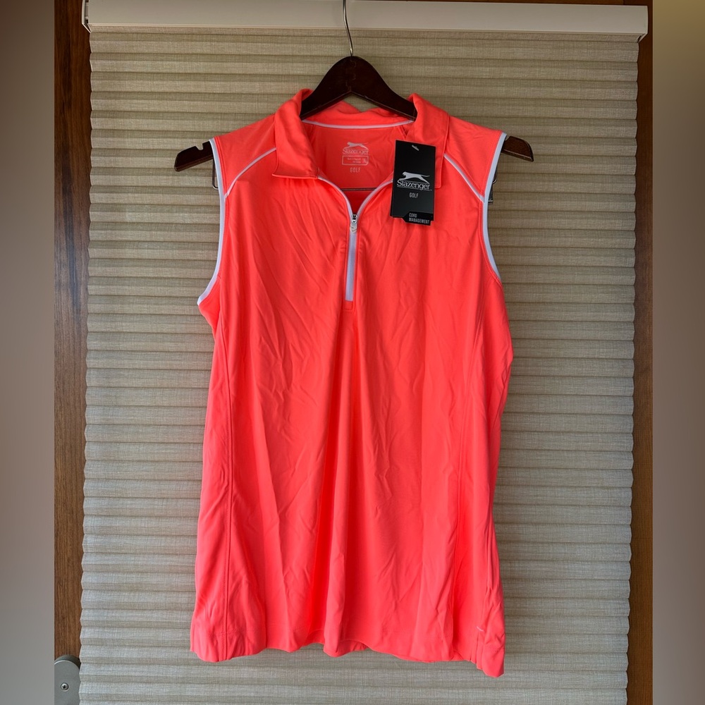 NWT Slazenger Woman’s Neon Coral Sleeveless Golf Shirt XL